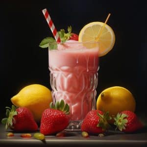 batido de fresas, limón y piña.
