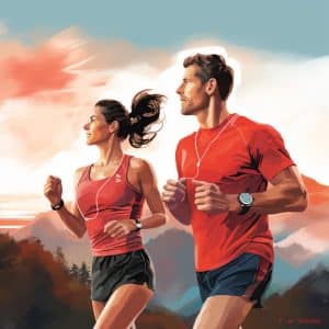 una pareja haciendo running