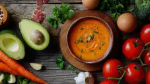 salmorejo de tomate y aguacate