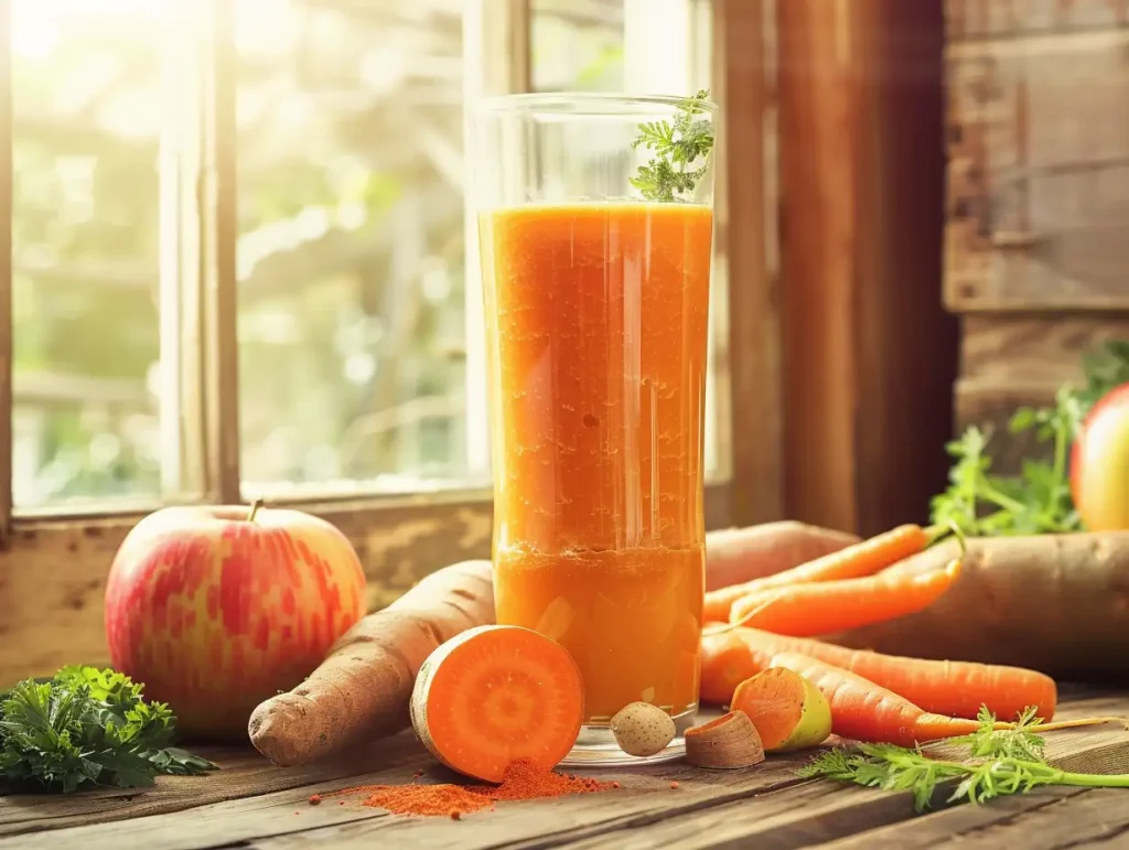 delicioso y saludable Batido de Zanahorias, Manzana y Boniato