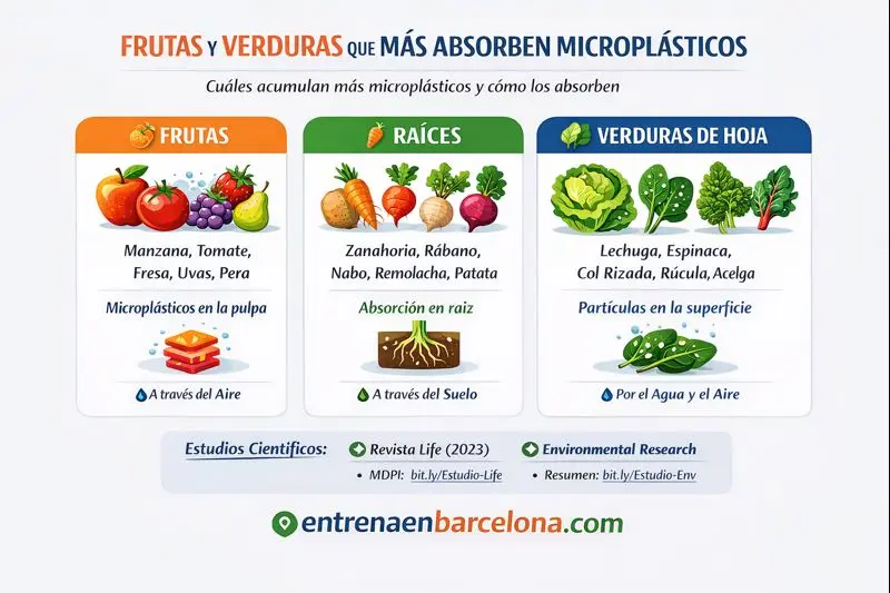 Frutas y verduras que más absorben microplásticos, según su tipo y vía de entrada