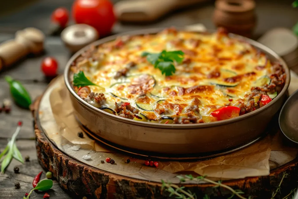 Cazuela keto con carne picada, queso fundido y verduras low carb – Receta saludable en Barcelona